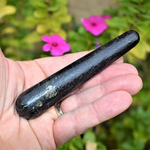 Load image into Gallery viewer, Charged 4&quot; Starburst Flash Nuummite Crystal Massage Wand Healing Energy - Sorcerer&#39;s/Magician&#39;s Crystal - Strong Elemental Magic - Reiki by Zenergy Gems
