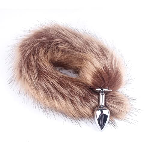 LSCZSLYH Metal Feather Anal Plug Fox Tail Anal Toys Erotic Anus Toy Butt Plug Sex Toys for Woman and Men Sexy Butt Plug Adult Accessories (Color : Brown)