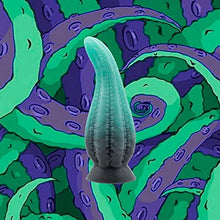 Load image into Gallery viewer, Dakken Tentacle Suction Cup Fantasy Dildo - Egyptian Green/Black Design - Handmade in The USA - Adult Toys, Sex Toys (XL)
