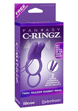 Load image into Gallery viewer, Pipedream Fantasy C-Ringz Twin Teazer Rabbit Ring Dildo, Purple, 1 Pound
