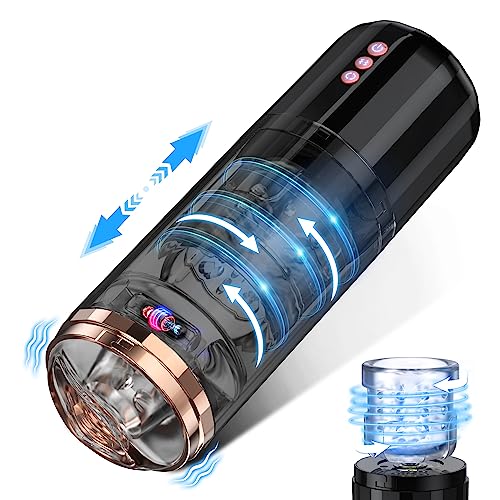 Automatic Male Masturbator, Male Masturbators Cup with 10 Vibration & 5 Thrusting Rotating Modes, Adult Sex Toys for Men Blowjob, Pocket Pussy Male Stroker for Penis Stimulation, Black