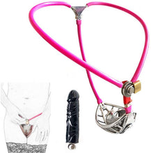 Load image into Gallery viewer, MMWMJWMB BDSM Shackles &amp; Handcuffs with Lock Stainless Steel Bondage Toys for Unisex - 5cm High Heavy Duty Fetish Harness Restraint Kit-waist/70cm~80cm,Pink+Plug
