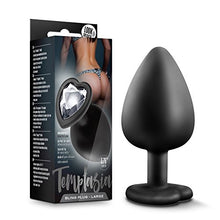 Load image into Gallery viewer, Blush Temptasia Bling Anal Plug - Platinum Cured Puria Silicone - Heart Shaped Butt Toy with Gem Base - Tapered Head for Easy Insertion and Ultrasilk Smooth - Comfortable for Long Term Wear - Black
