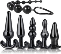 Butt Plug Trainer Kit for Comfortable Long-Term Wear, 6PCS Silicone Anal Plug Training Set with Flared Base Prostate Sex Toys for Beginners Advanced Users