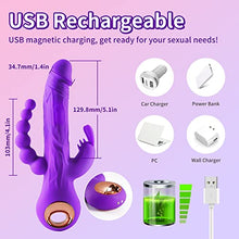 Load image into Gallery viewer, Thrusting Rabbit Vibrator G Spot Clitoral Anal Dildo Stimulator Adult Sex Toys with One Click Enhancement, 3 Powerful Thrusting Speeds &amp; 9 Vibrating Vagina Nipples Stimulation for Women (A-Purple)
