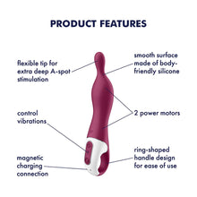 Load image into Gallery viewer, Satisfyer A-Mazing 1 A-Spot Vibrator for Women - Vibrating Dildo, G-spot Stimulator, Sex Toy with Curved, Ergonomic Shape, Flexible Tip - Waterproof, Rechargeable (Berry)
