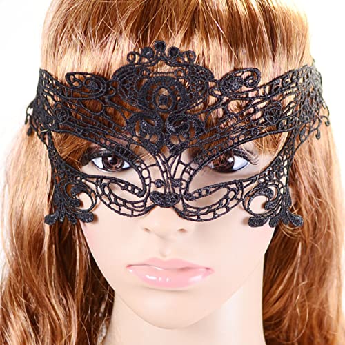 Wakauto Lace Lace Blindfold, Venetian Blindfold for Christmas Masquerade Party Carnival Party Role Playing (Black)