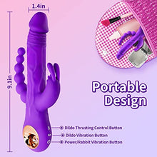 Load image into Gallery viewer, Thrusting Rabbit Vibrator G Spot Clitoral Anal Dildo Stimulator Adult Sex Toys with One Click Enhancement, 3 Powerful Thrusting Speeds &amp; 9 Vibrating Vagina Nipples Stimulation for Women (A-Purple)
