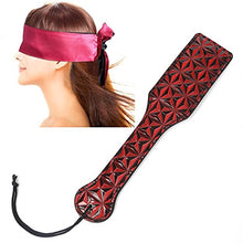 Load image into Gallery viewer, Christmas Gift Satin Eye Mask Blindfold with 3D Diamond Pattern Hand Slapper Leather Spanking Paddle Role Game Play Fancy Dress Up Cosplay
