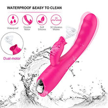 Load image into Gallery viewer, Licking and Sucking Toy Clitoralis Stimulator for Women Quiet Pleasure Thrusting Dual Motor Cordless Vibrator Rabbit Rose Sucker Waterproof Soft stimulating Heating Dildo G spot
