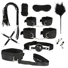 Load image into Gallery viewer, 11 Pcs Bed Restraints Kit Bed Bondage Eye Mask Blindfolds Soft Wrist and Ankle Handcuffs with Restraint Straps Rope for Couples Sex -Black
