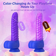 Load image into Gallery viewer, Heated Colour-Changing Thrusting Vibrator Dildo - 8.9&quot; Strong Suction Cup Dildo, MEANINS Baron, Caterpillar Shape Wriggling &amp; Vibrating Dildos with Spot G Vibration, Women Sex Toys Purple
