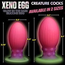 Load image into Gallery viewer, CREATURE COCKS Xeno Egg Glow in The Dark Premium Silicone Egg Adult Sex Toy for Women Men &amp; Couples. Roleplay Egg with Strong Suction Cup and Textured Sides for Stimulation. Large
