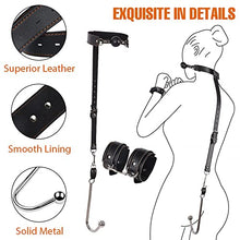 Load image into Gallery viewer, Adjustable Leather Bondage Handcuffs with Solid Ball Anal Hook Anal Large Butt Plug BDSM Sex Set Restraints Anal Hook Small Butt Plug Metal Anal Beads Butt Plug Adult Game Toys
