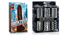 Load image into Gallery viewer, Sexy, Kinky Gift Set Bundle of Cockzilla Nearly 17 Inch Realistic Black Colossal Cock and Icon Brands Crystalline TPR Cock Sleeves, 6 Pack, Clear
