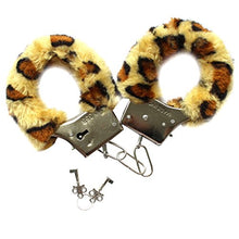 Load image into Gallery viewer, dPois Furry Fuzzy Hand Cuffs Soft Metal Adult Sex Night Party Game Gag Gift with Keys Leopard Print One Size
