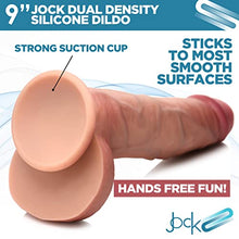 Load image into Gallery viewer, CURVE TOYS Jock 9&quot; Dual Density Silicone Dildo w/Balls for Men, Women, &amp; Couples. Body Safe Ultra Realistic Premium Silicone Dildo with Balls. 1 Realistic Dildo with Balls 9 Inches Light.
