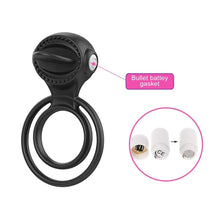 Load image into Gallery viewer, Couple Sexy Toy, Elastic Delay Ring, Vibrating Cock Stretchy Intense Clit Stimulation Premature Ejaculation Lock Vibrator (Black)
