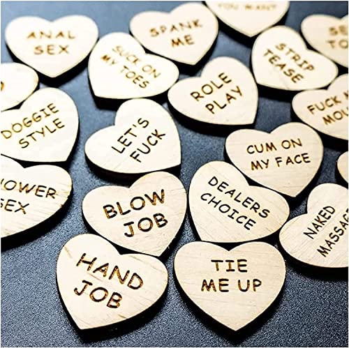 AAOCLO 20Pcs Funny Tokens Sex,Date Night Activity Tokens Funny Wooden Couples Date Night Activity Token Romantic Funny Sex Token Gift Valentines Ideas Gifts for Couples (Heart,Pack-3)