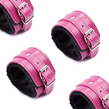 Load image into Gallery viewer, SOIMISSAdjustable PU Leather Plush Handcuffs Restraining Toy Adult Bondage Pleasure Toy (Rosy Feet Cuffs)
