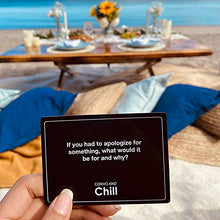 Load image into Gallery viewer, Convo and Chill Couples Edition - Very Deep Conversation Cards for Car Rides, Date Night, Dinner or Bed Time. Exciting Couples Card Game
