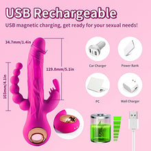 Load image into Gallery viewer, Thrusting Rabbit Vibrator G Spot Clitoral Anal Dildo Stimulation Adult Sex Toys with One Click Enhancement, 3 Powerful Thrusting Speeds &amp; 9 Vibrating Vagina Nipples Stimulator for Women (B-Rose)
