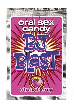 Gift Set of BJ Blast Oral Sex Candy Strawberry and one Screaming O Ultimate Disposable Vibrating Ring