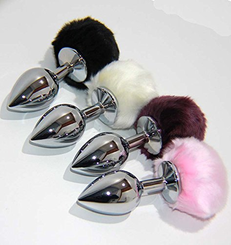 Bunny Faux Tail Silver Smooth Butt Plug Small