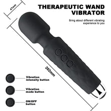 Load image into Gallery viewer, Black 20 Patterns Mini Wand Massager USB Rechargeable Silicone AV Vibrator Pleasure Woman Stimulation Toys 2023
