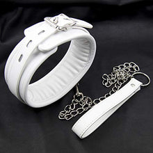 Load image into Gallery viewer, Amosfun Leather Choker Collar with Chain Detachable Leash for Men and Women White
