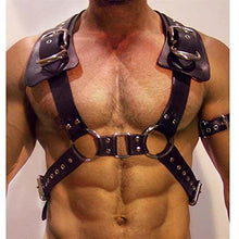 Load image into Gallery viewer, CAOMIAN Gay PU Leather Body Harness Erotic Men BDSM Bondage Sexy Lingerie Club Shoulder Straps Cosplay Costumes Gothic Belt Fetish Wear (Color : Style3, Size : One Size)
