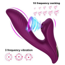 Load image into Gallery viewer, Female Sex Toys Dildo Vibrator - 2 in 1 Adult Toys G Spot Vibrator with 10 Sucking &amp; 3 Vibrating Modes for Clitoral Nipple Anal Stimulation, Female Couples Sex Toys for Woman Pleasure
