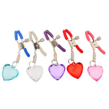 Load image into Gallery viewer, BKRS 1 Pair Nipple Clamps with Heart Ornaments, Decorative Nipple Jewelry for Daily Wearing or Couple Flirting, Nipple Clips for Women Pleasure (White)
