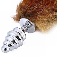 Amazing Anal Play Thread Aluminium Alloy Anal Inserted Toy with Foxtail for Pleasure