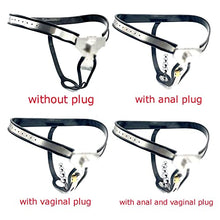 Load image into Gallery viewer, LESOYA Female Adjustable Stainless Steel Chastity Belt Device Invisible Bondage Briefs Chastity Lock with Metal Plug
