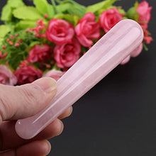 Load image into Gallery viewer, FTVOGUE Massage Stone Rose Natural Quartz Crystal Face Massage Wand Stone Smooth Stick Massaging Treatment Tool Pink 110mm(Pink)
