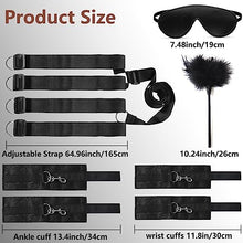 Load image into Gallery viewer, Sex BDSM Bondage Kit for Couples Sex Bed Straps Restraints Set with Fetish Comfy Ankle &amp; Wrist Cuffs Blindfold Tickler for Adults Sm Sex Play Games (Bed Restraints Set)
