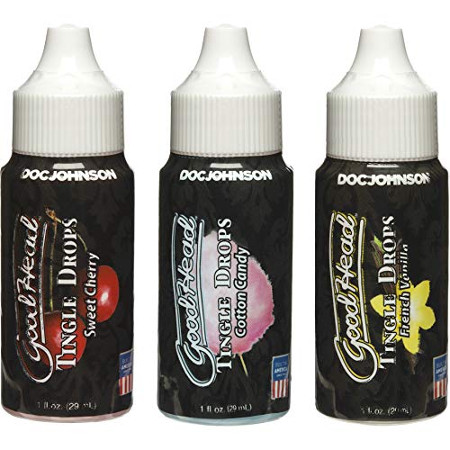 Doc Johnson GoodHead - Tingle Drops - Sweet Cherry, Cotton Candy, French Vanilla - 1 FL Oz (Pack of 3)