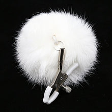 Load image into Gallery viewer, JIAHAO Furry Feather Nipple Clamps Clips Adjustable Rabbit Tail BDSM Sex Toy Unisex (White)
