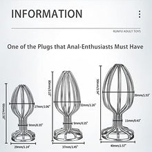 Load image into Gallery viewer, 3-Pieces See-Through Round-Base Anal Plug Set Metal Anal Toys Small Medium Large Sizes Butt Plug Set (1.45&quot; * 3.15&quot;)
