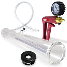 Load image into Gallery viewer, LeLuv Buddy Penis Pump Maxi Red Handle and Rubber Protected Gauge 20 inch x 1.75 inch Double-Ended Cylinder Bundle with 2 TPR Seals
