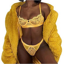 Load image into Gallery viewer, Sexy Lingerie for Women Sex Bondage BDSM Kit Restraints Set Sex Toys with Hand Cuffs Ankle Cuff Bondage Collection &amp; Blindfold &amp; Tickler Included Bra and Panty Sets Yellow
