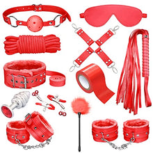 Load image into Gallery viewer, AKStore 12PCS Bed Sex Bondage System Set Bed Restraints Kit Leather Ankle Cuffs Set for Male Female Couple (Red)
