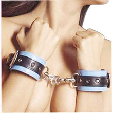 Load image into Gallery viewer, LoveSex Soft Handcuffs Restraints Sex Toys Flirt Tools Leather Handcuffs Black/Blue
