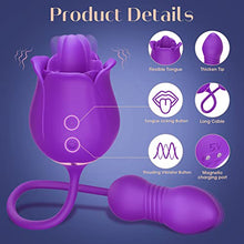 Load image into Gallery viewer, Sex Toy Dildo Vibrator for Women - 3 in 1 Rose Sex Toys Clitoral Tongue Licking Thrusting G Spot Vibrators with 9 Modes, Rose Adult Sex Toys Games, Clit Stimulator Anal Dildos for Womens Man Couples
