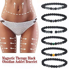 Load image into Gallery viewer, INENIMARTJ 2Pcs Anti-Swelling Black Obsidian Anklet Adjustable Hematite Ankle Bracelet for Women Men,Anti-Anxiety Yoga Beads Bracelet. (C)
