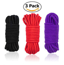 Load image into Gallery viewer, BDSM Shibari Bondage Rope Restraint Kit for Sex | 3 x PC 96 Feet Black Red &amp; Purple Soft Adult Sex Toy | Fetish Things for Women Men + Couples | Bondageromance Restraining Handcuff Equipment Set
