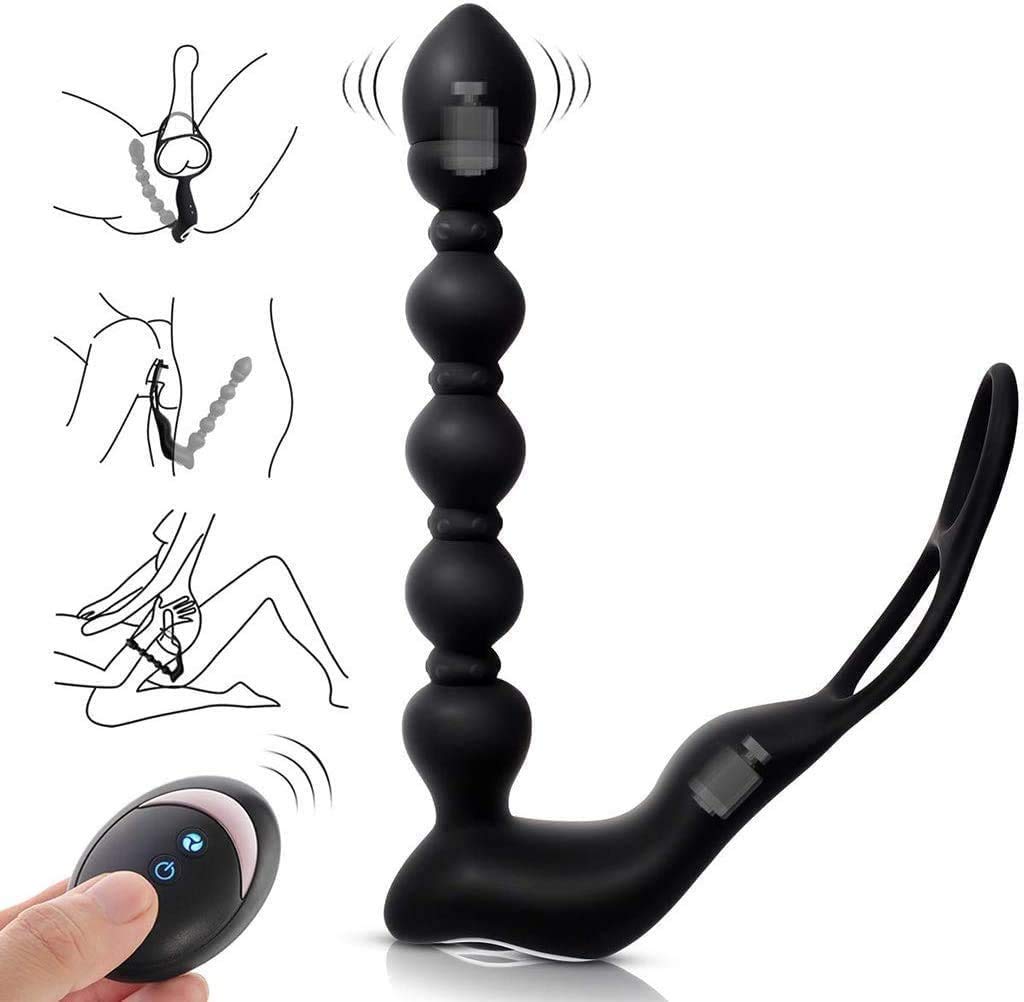 Thrust Anal Vibrator - Anal Sex Toy Remote Control Dual Motor Vibrating Butt Plug G-Spot Vibrator, Anal Plug Vibrator with 10 Vibration and Thrust Modes Prostate Massager