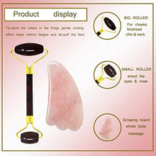 Load image into Gallery viewer, Jade Double-Head Roller Massager Natural Pink Opal Stone Slimming Face Neck Anti-wrinkle Massager Skincare Tool with GuaSha tool with a gift box W3915 (Flower Ruby)
