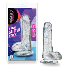 Load image into Gallery viewer, Blush - 6 inch Glitter Dildo - Soft Pliable Realistic Small 1.4&quot; Wide - Strap On Compatible Suction Cup for Hands Free Play - Female Male Adult Sex Toy for Couples Women Men - Sparkling Clear
